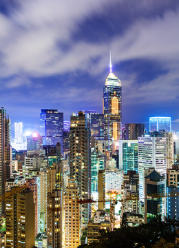 Urban city in Hong Kong at night