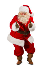 Santa Claus standing isolated on white background and thumbs up