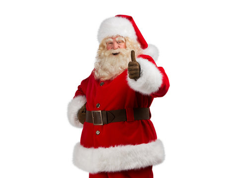 Santa Claus standing isolated on white background and thumbs up