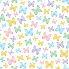 Nature themed seamless pattern with butterflies