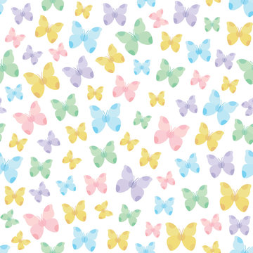 Nature themed seamless pattern with butterflies