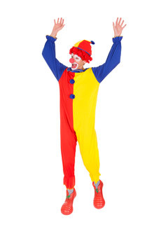 Clown Jumping In Joy