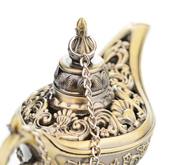Aladdin magic lamp isolated on white