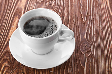 coffee cup with space on the wooden table