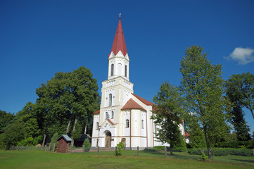 Fototapeta na wymiar Lutheran old church in Latvian city Rucava