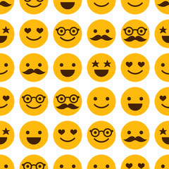 Seamless pattern with cheerful and happy smileys
