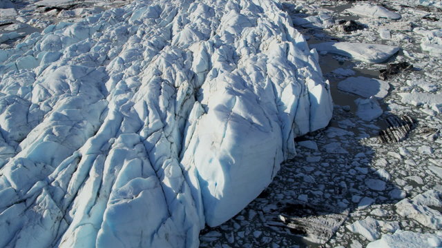 Aerial view Glacial icebergs floating nr main glacier, USA