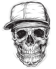 Sketchy Skull with Cap and Bandana