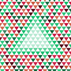 Green triangle on an abstract colorful geometric background