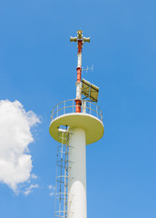 Horn loudspeakers tower with solar panel energy