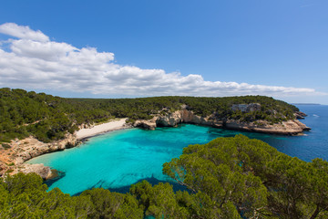 Fototapeta na wymiar Cala Mitjaneta in Menorca Ciutadella at Balearics