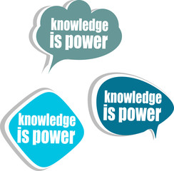 knowledge is power. Set of stickers, labels, tags