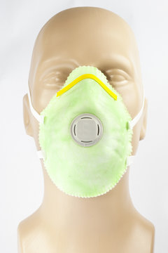 plastic mannequin wearing Protective Dust Mask with valve