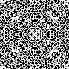 White lace seamless pattern on black,