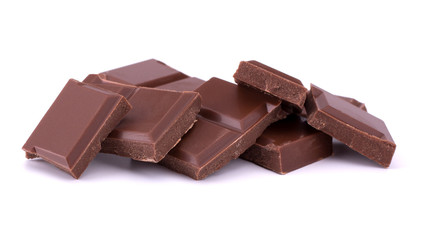 Chocolate bars stack isolated on white background