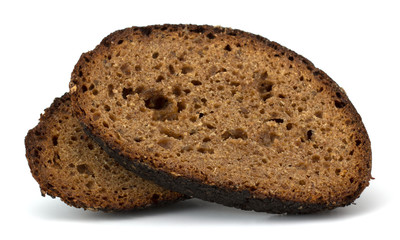 Slices of rye bread isolated on white background