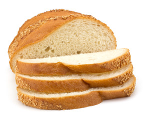 Slices of bread isolated on white background
