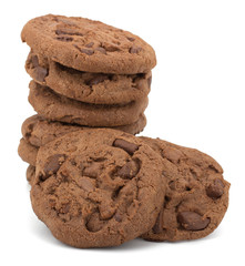 Chocolate pastry cookies isolated on white background