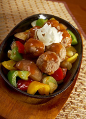 Roasted meatballs and vegetables