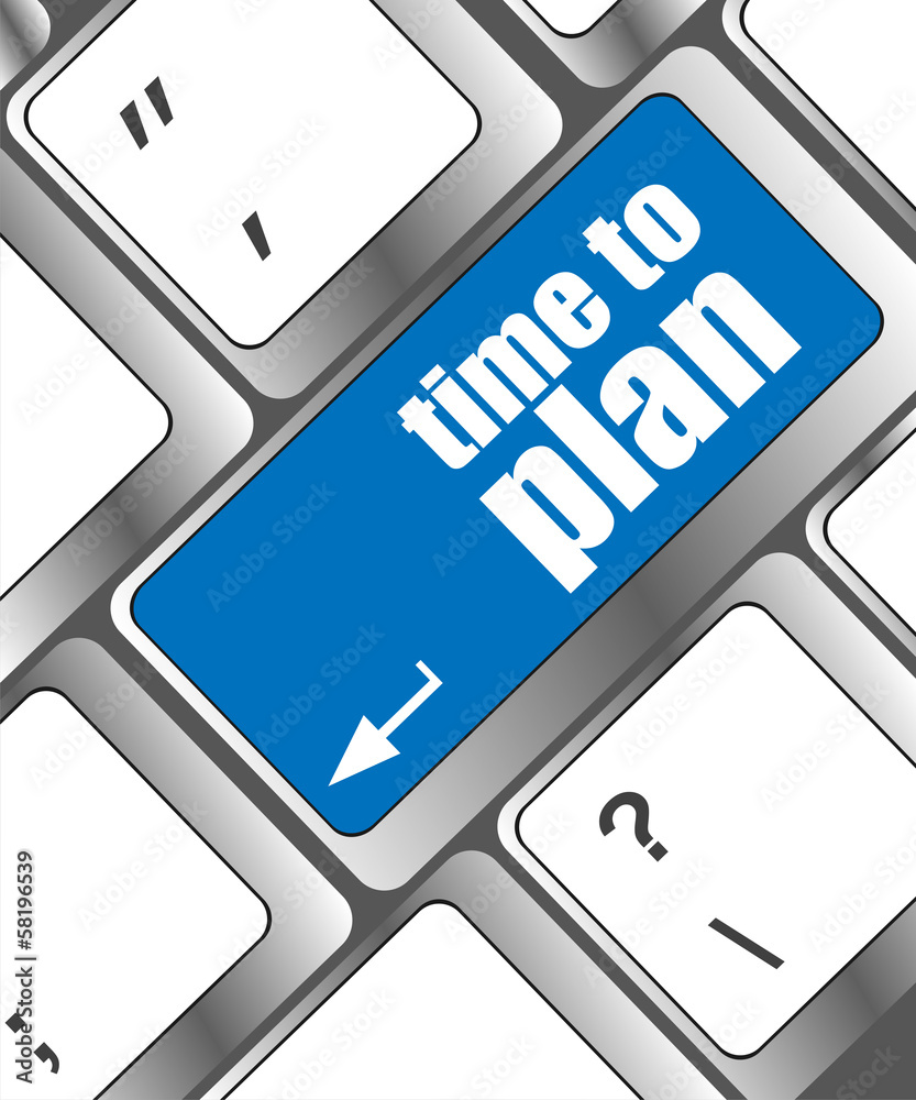 Fototapete time to plan concept with key on computer keyboard key