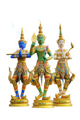 Fototapeta na wymiar Trzy tajski posąg anioła. Wat Khoi, Phetchaburi, Tajlandia