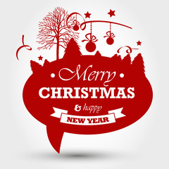 red christmas bubble with landscape and balls