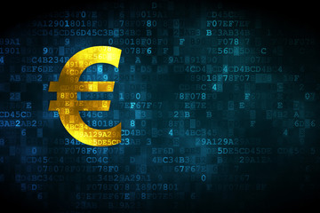 Currency concept: Euro on digital background - obrazy, fototapety, plakaty
