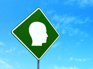 Information concept: Head on road sign background