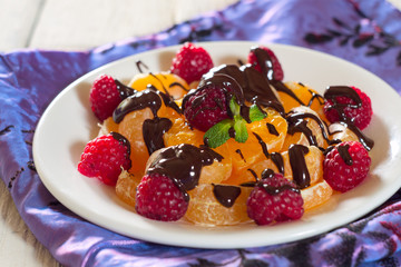 Tangerines and raspberry