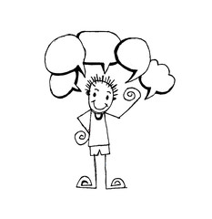 Hand drawn people  and speech bubbles set