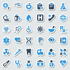 medical iconset blue & sticker