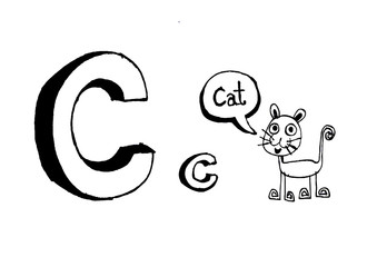 A b c  cartoon text font Hand drawing vector letters