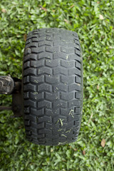 Obraz premium Wheel on the green grass