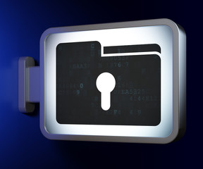 Fototapeta premium Finance concept: Folder With Keyhole on billboard background