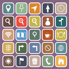 Map flat icon on purple background