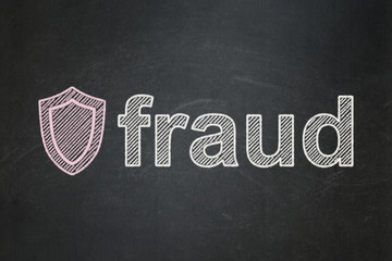 Obraz premium Protection concept: Shield and Fraud on chalkboard background