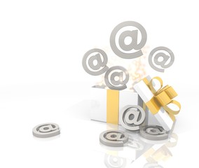 christmas present with email icon