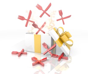 christmas present with restaurant symbol