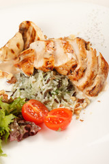 chicken fillet with vegetables and rice