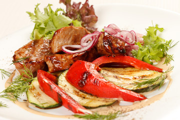 meat with grilled vegetables