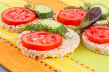 Puffed rice crackers sandwiches