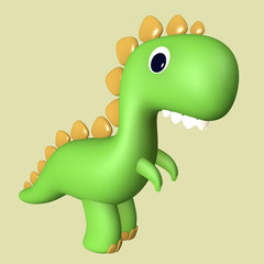 Cartoon funny green 3D Tyrannosaurus Rex dinosaur