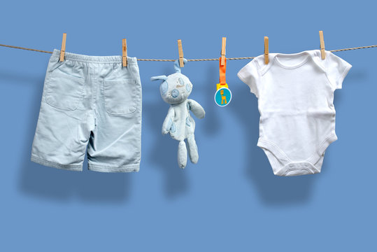 Baby Boy Clothes On The Clothesline