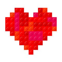 Heart Plastic Bricks Red