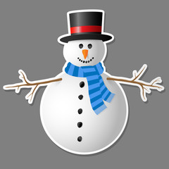 Snowman isolated on grey background. Vector illustration.