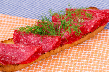 Sandwich with salami