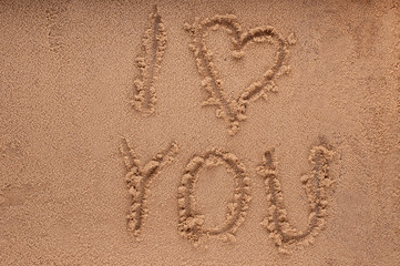 i Love you in the sand