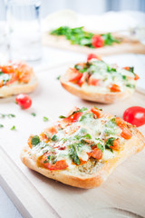 Fresh vegetarian Italian toast bruschetta