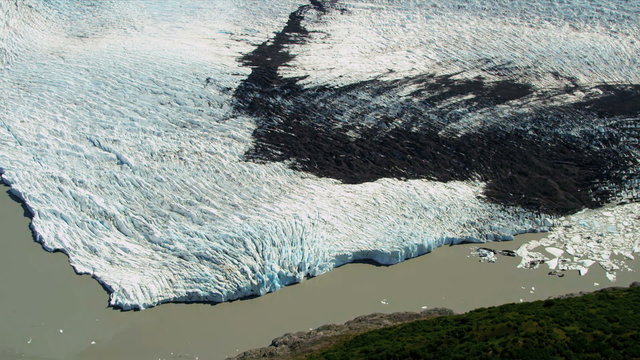 Aerial view of glacier ice shelf, Alaska