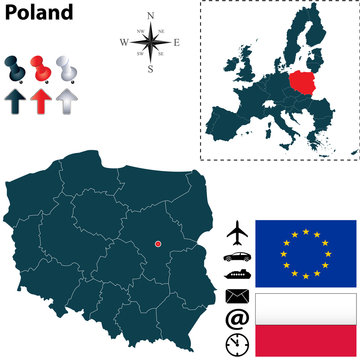 Fototapeta Map of Poland with European Union